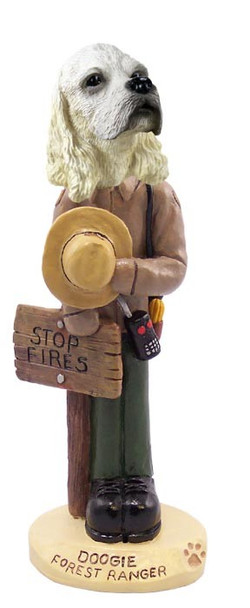 Blonde Cocker Spaniel Forest Ranger Doogie Collectible Dog Figurine