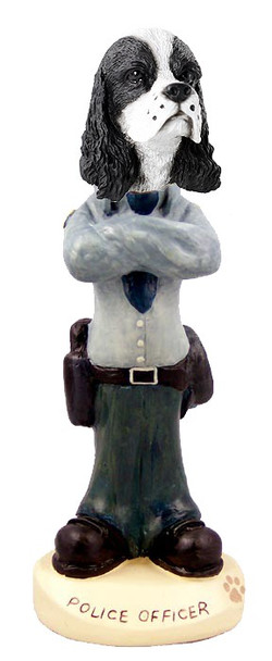 Black & White Cocker Spaniel Police Doogie Collectible Dog Figurine