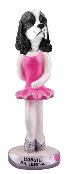 Black & White Cocker Spaniel Ballerina Doogie Collectible Dog Figurine