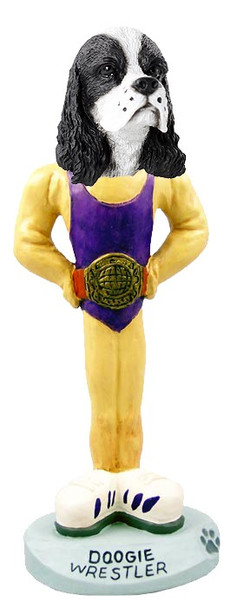 Black & White Cocker Spaniel Wrestler Doogie Collectible Dog Figurine