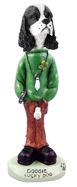 Black & White Cocker Spaniel Lucky Doogie Collectible Dog Figurine