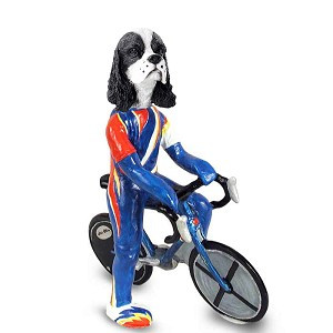 Black & White Cocker Spaniel Bicycle Doogie Collectible Dog Figurine