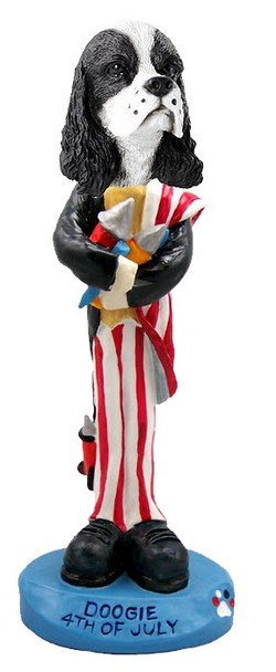 Black & White Cocker Spaniel 4th of July Doogie Collectible Dog Figurine