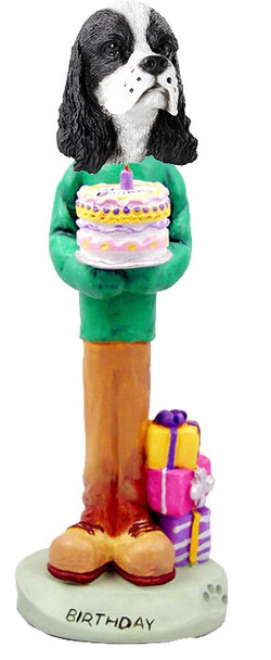 Black & White Cocker Spaniel Birthday Doogie Collectible Dog Figurine