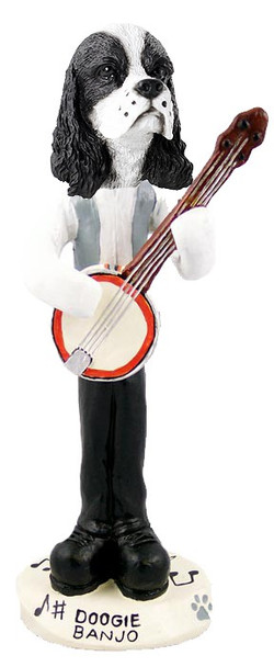 Black & White Cocker Spaniel Banjo Doogie Collectible Dog Figurine
