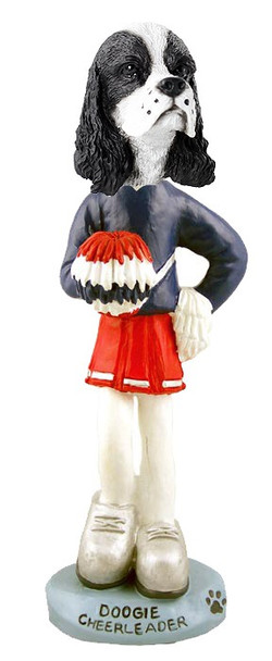 Black & White Cocker Spaniel Cheerleader Doogie Collectible Dog Figurine