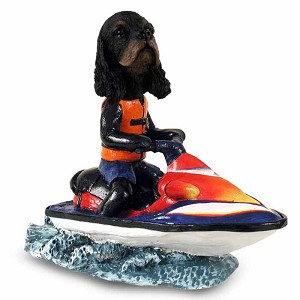 Black & Tan Cocker Spaniel Jet Ski Doogie Collectible Dog Figurine