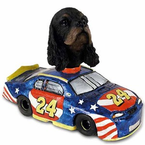 Black & Tan Cocker Spaniel Race Car Doogie Collectible Dog Figurine