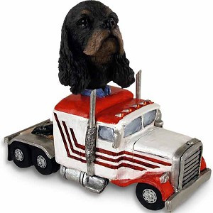 Black & Tan Cocker Spaniel Truck Tractor Doogie Collectible Dog Figurine