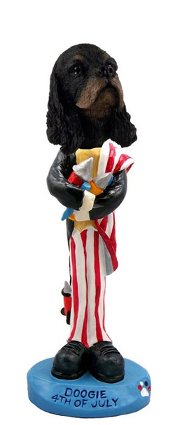 Black & Tan Cocker Spaniel 4th of July Doogie Collectible Dog Figurine