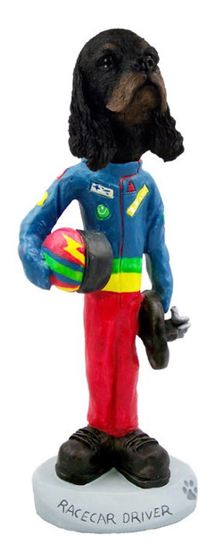 Black & Tan Cocker Spaniel Racecar Driver Doogie Collectible Dog Figurine