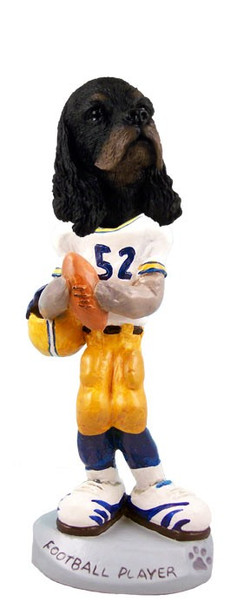 Black & Tan Cocker Spaniel Football Player Doogie Collectible Dog Figurine