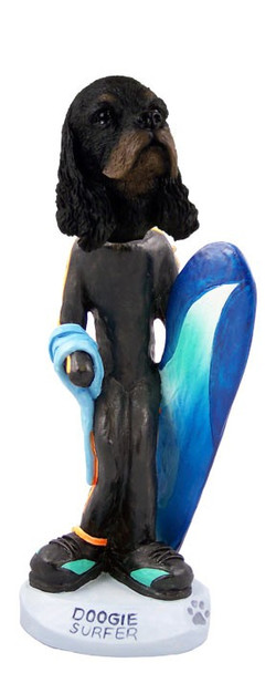 Black & Tan Cocker Spaniel Surfer Doogie Collectible Dog Figurine