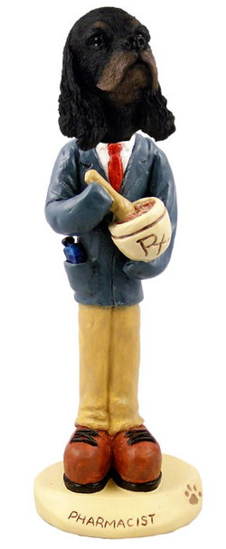 Black & Tan Cocker Spaniel Pharmacist Doogie Collectible Dog Figurine
