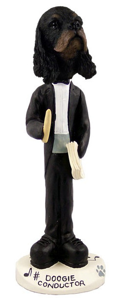 Black & Tan Cocker Spaniel Conductor Doogie Collectible Dog Figurine