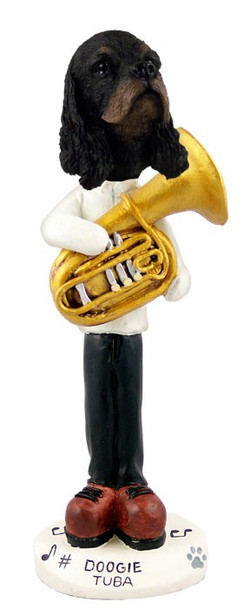 Black & Tan Cocker Spaniel Tuba Doogie Collectible Dog Figurine
