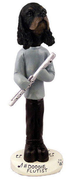 Black & Tan Cocker Spaniel Flutist Doogie Collectible Dog Figurine