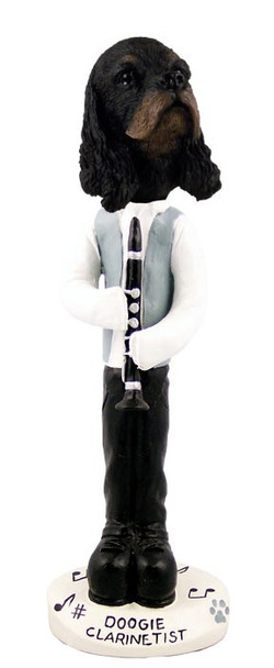 Black & Tan Cocker Spaniel Clarinetist Doogie Collectible Dog Figurine