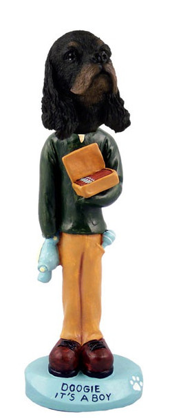 Black & Tan Cocker Spaniel It's a Boy Doogie Collectible Dog Figurine