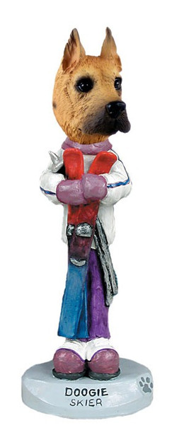 Fawn Great Dane Skier Doogie Collectible Dog Figurine