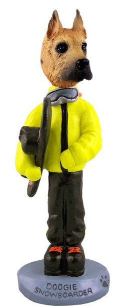 Fawn Great Dane Snowboarder Doogie Collectible Dog Figurine