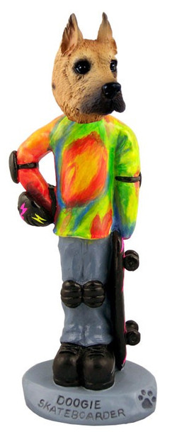 Fawn Great Dane Skateboarder Doogie Collectible Dog Figurine