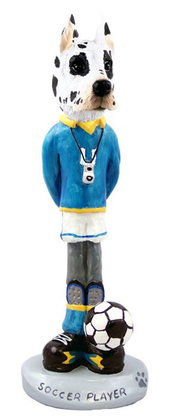 Harlequin Great Dane Soccer Doogie Collectible Dog Figurine