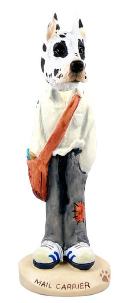 Harlequin Great Dane Mail Carrier Doogie Collectible Dog Figurine