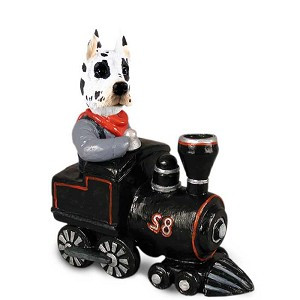 Harlequin Great Dane Train Doogie Collectible Dog Figurine
