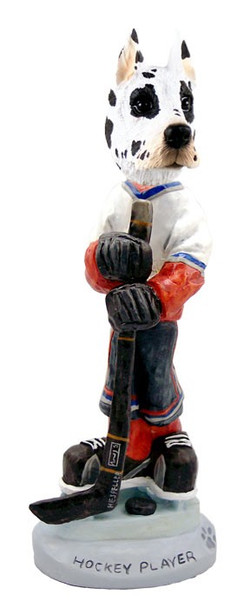 Harlequin Great Dane Hockey Player Doogie Collectible Dog Figurine
