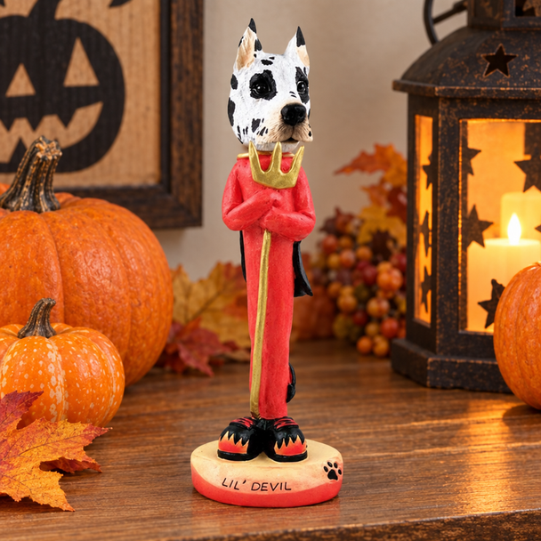 Harlequin Great Dane Lil Devil Doogie Collectible Dog Figurine