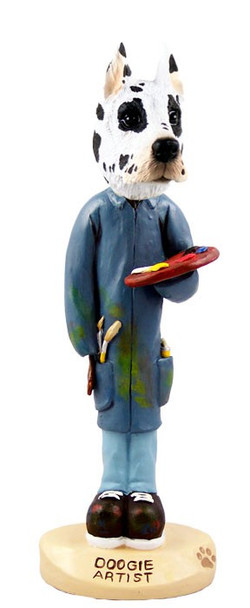 Harlequin Great Dane Artist Doogie Collectible Dog Figurine