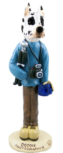 Harlequin Great Dane Photographer Doogie Collectible Dog Figurine
