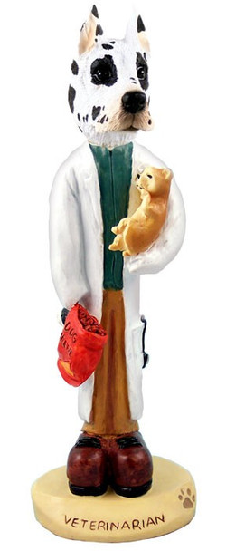 Harlequin Great Dane Veterinarian Doogie Collectible Dog Figurine