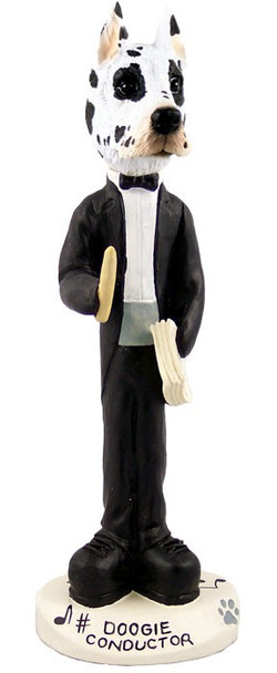 Harlequin Great Dane Conductor Doogie Collectible Dog Figurine