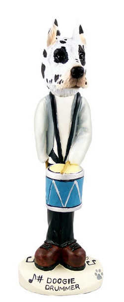 Harlequin Great Dane Drummer Doogie Collectible Dog Figurine