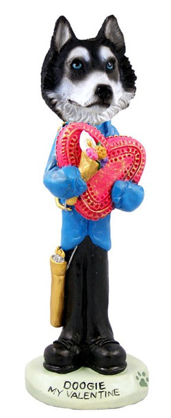Black & White with Blue Eyes Husky Valentine Doogie Collectible Dog Figurine