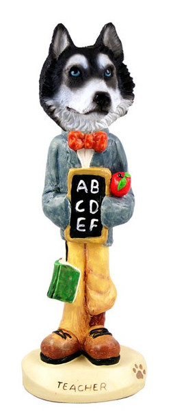 Black & White with Blue Eyes Husky Teacher Doogie Collectible Dog Figurine