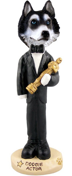 Black & White with Blue Eyes Husky Actor Doogie Collectible Dog Figurine