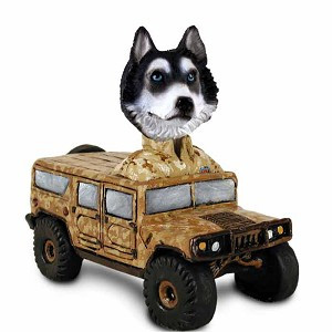 Black & White with Blue Eyes Husky Hummer Doogie Collectible Dog Figurine