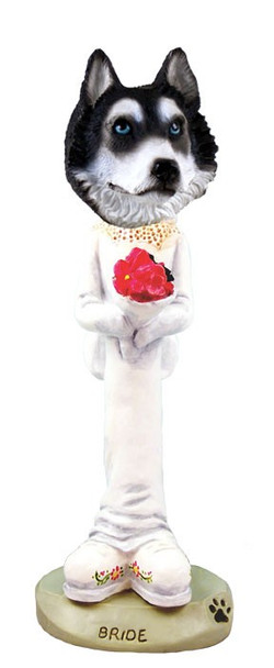 Black & White with Blue Eyes Husky Bride Doogie Collectible Dog Figurine