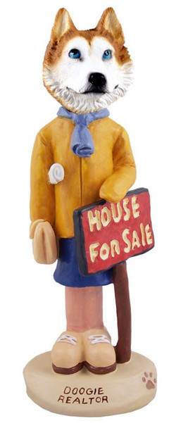 Red & White with Blue Eyes Husky Female Realtor Doogie Collectible Dog Figurine