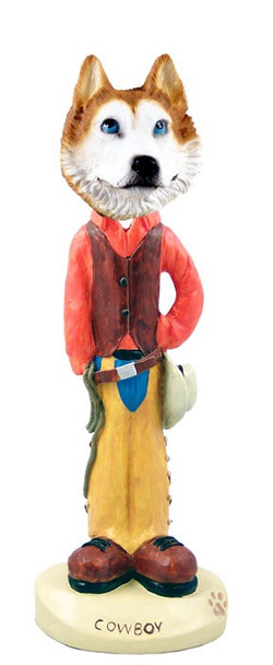 Red & White with Blue Eyes Husky Cowboy Doogie Collectible Dog Figurine
