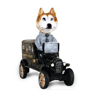 Red & White with Blue Eyes Husky Paddy Wagon Doogie Collectible Dog Figurine