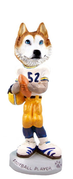 Red & White with Blue Eyes Husky Football Player Doogie Collectible Dog Figurine