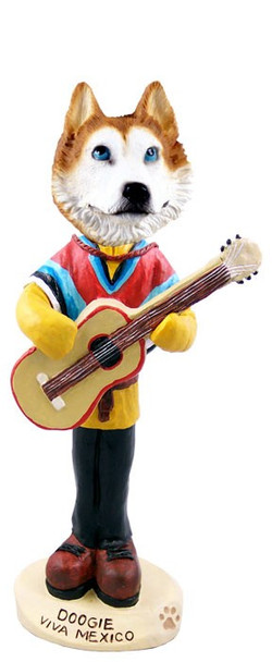 Red & White with Blue Eyes Husky Viva Mexico Doogie Collectible Dog Figurine