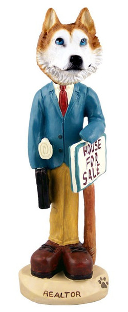 Red & White with Blue Eyes Husky Male Realtor Doogie Collectible Dog Figurine