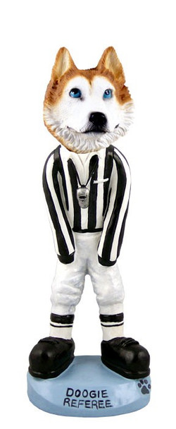 Red & White with Blue Eyes Husky Referee Doogie Collectible Dog Figurine