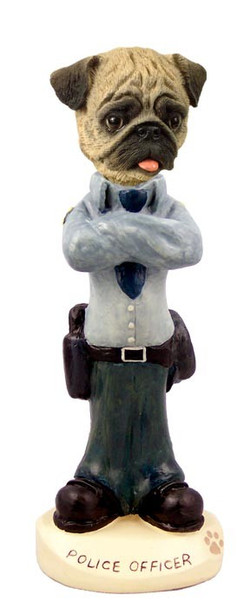 Brown Pug Police Doogie Collectible Dog Figurine