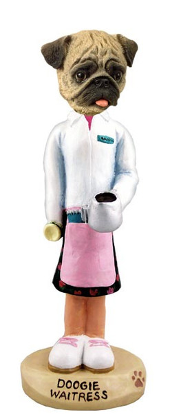 Brown Pug Waitress Doogie Collectible Dog Figurine